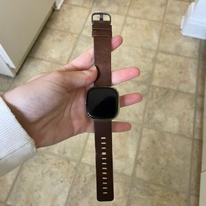 Fitbit Sense with Leather Band